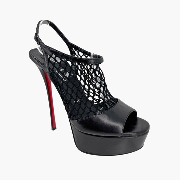 Christian Louboutin Plougesta Alta Black Fishnet Platform Pump Heel Size 38 US 8 - Picture 9 of 15
